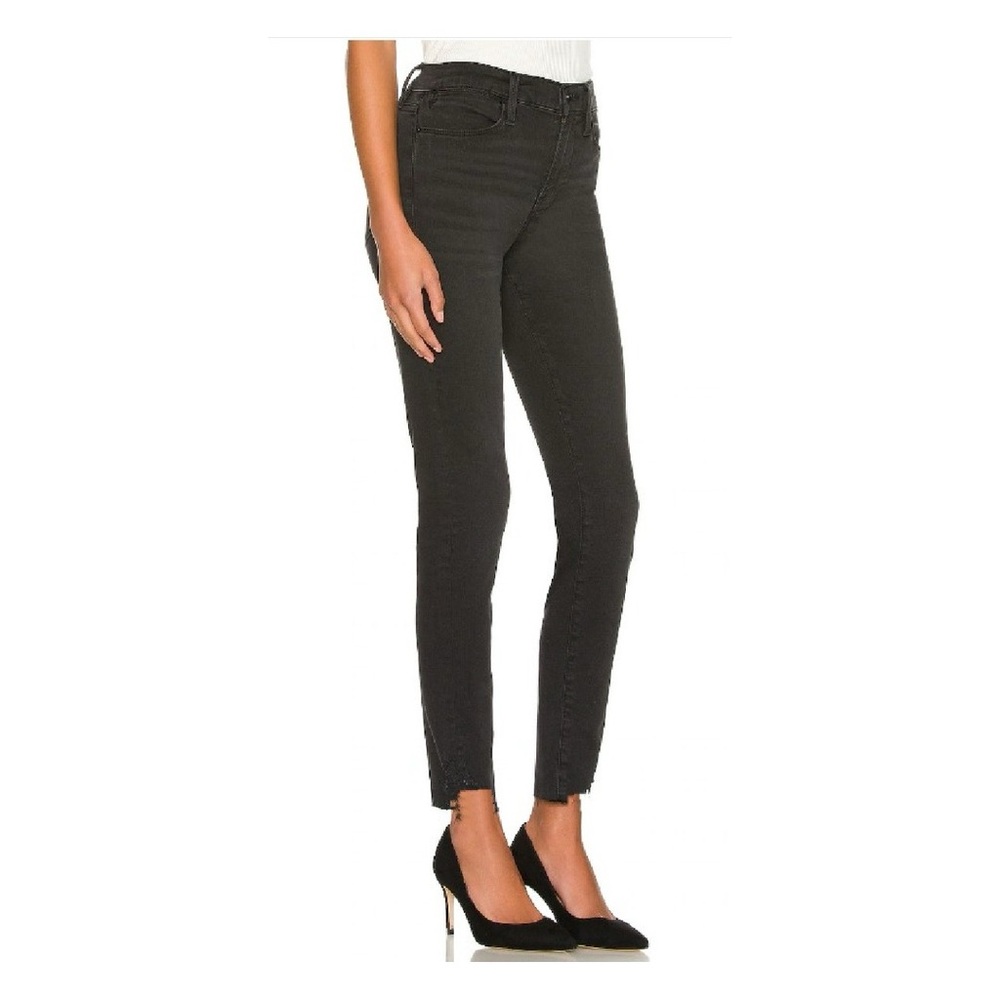 FRAME Women Le High Skinny Jeans Billups Chew Raw Hem Black Size 30 Distressed